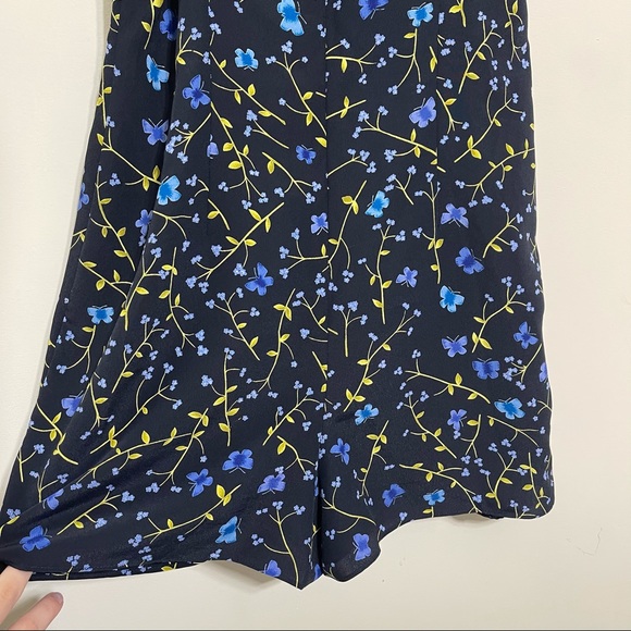 (SOLD) 90s Floral Sleeveless Mini Romper Dress Black 7/8 by Express World - Picture 9 of 12